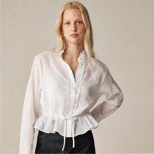 J Crew Top XS Lace Trim White
